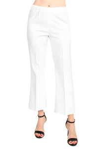 Mid-Rise Cropped Flare Stretch Cotton Pants | Slim Fit Versatile Trousers
