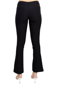 Mid-Waist Stretch Flared Jeans | Button & Zipper Denim Pants with Belt Loops