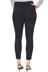 High-Waist Stretch Denim Pants | Double Button & Zipper Closure Jeans with Belt Loops